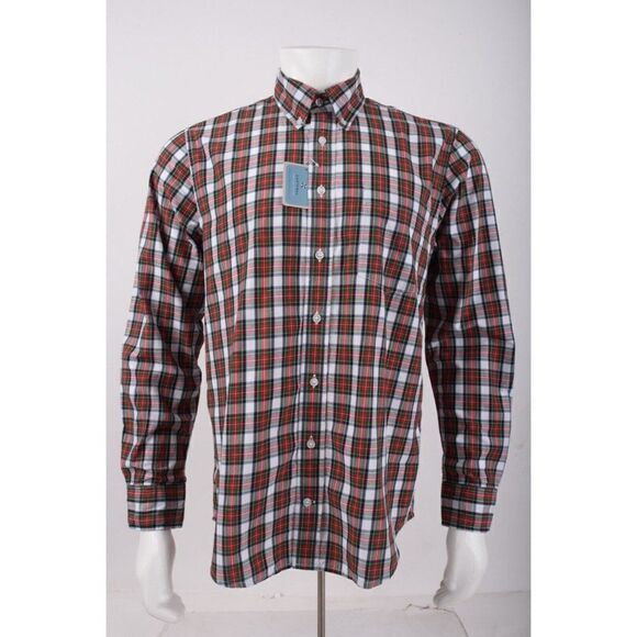 Castaway Nantucket Island Mens Oxford Shirt Size S White Red Green Plaid NWT